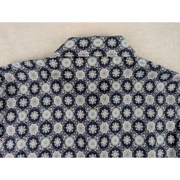 Cinch Long Sleeve‎ Button Up Shirt Womens Large Blue Floral Geometric Print NWT - Picture 8 of 8